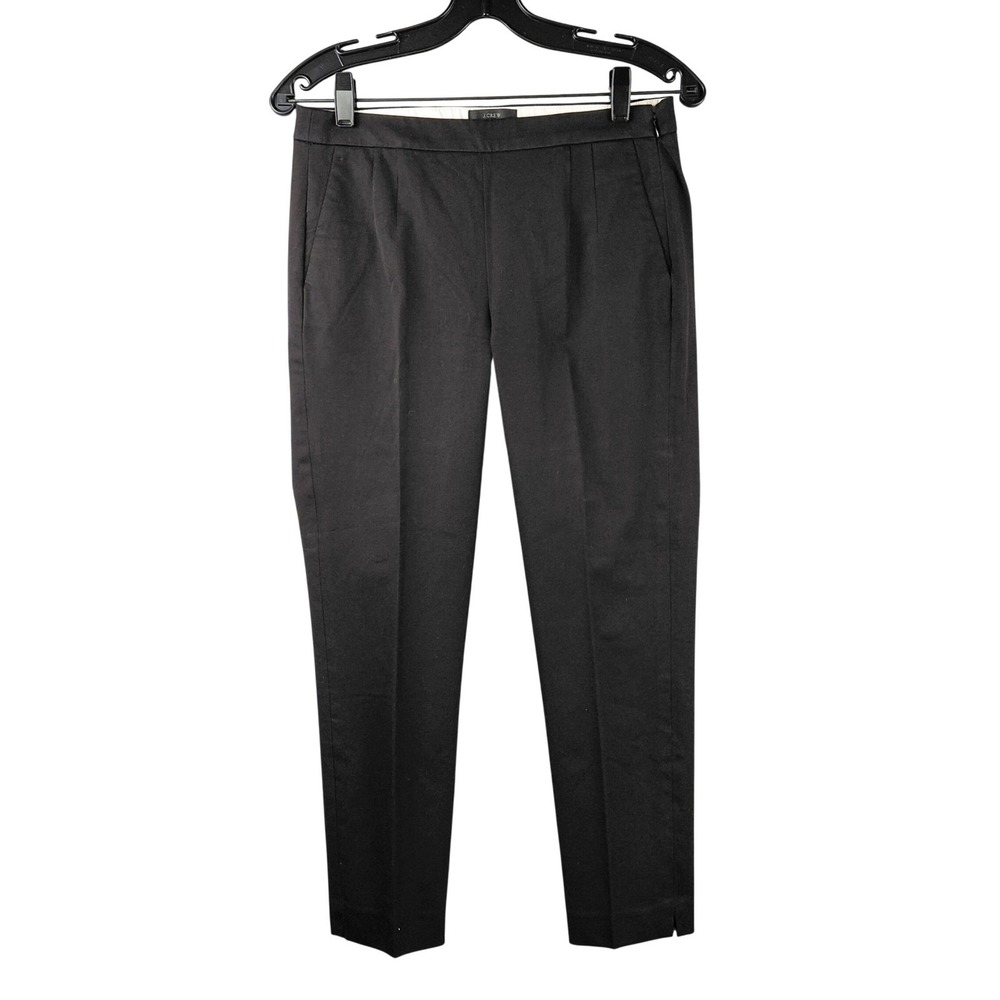 J.Crew Martie Slim Fit Black Side Zip Dress Pants Womens Size 4 Cotton Blend